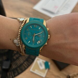 Michael Kors teal and gold women’s watch (needs new battery)